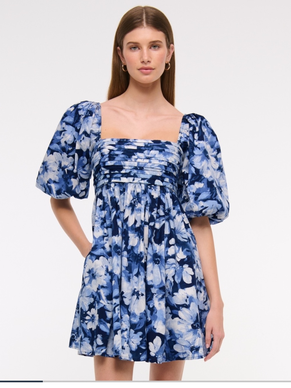 Abercrombie & Fitch Emerson Poplin Puff Sleeve Mini Dress size Medium NWT NEW